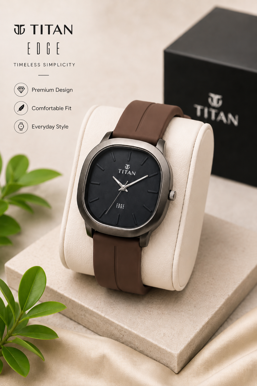 Titan Edge Premium Men's Watch – Brown Strap Edition - Image 2