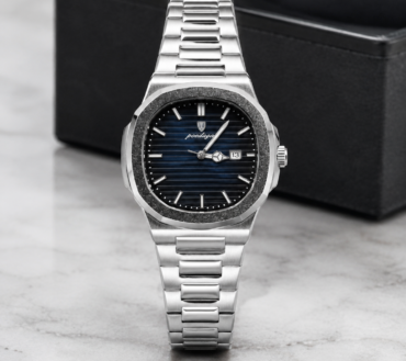 Poedagar Premium Men’s Watch – Blue Dial Silver Chain