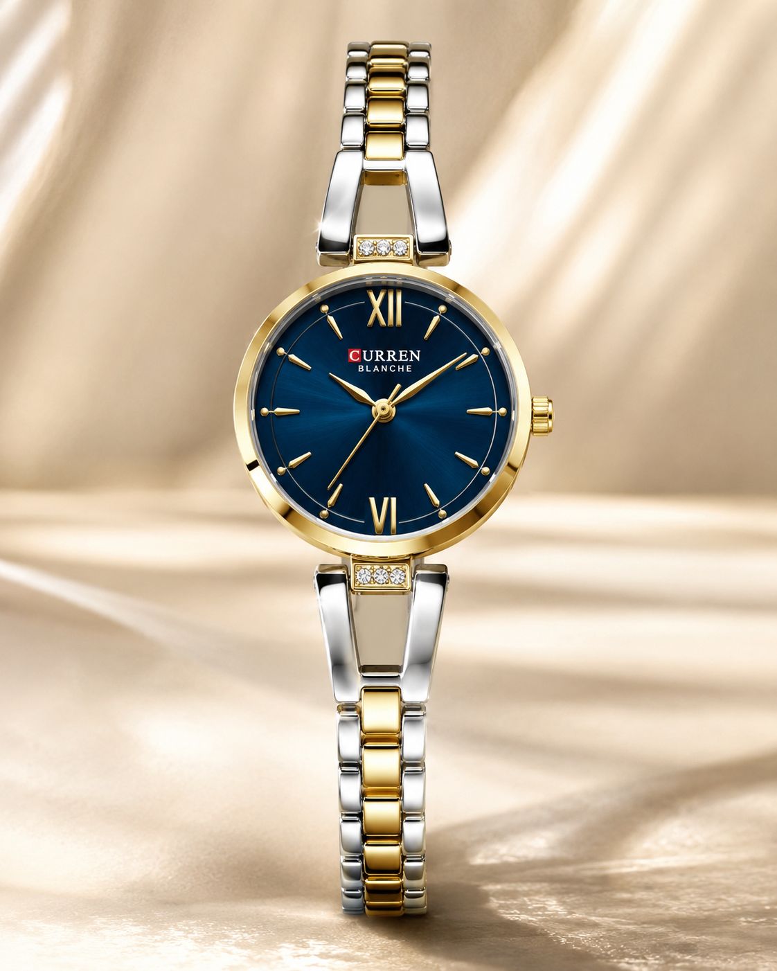 CURREN Blanche Premium Ladies Watch – Blue Dial Gold Silver Chain - Image 6