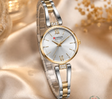 CURREN Blanche Premium Ladies Watch – White Dial Gold Silver Chain